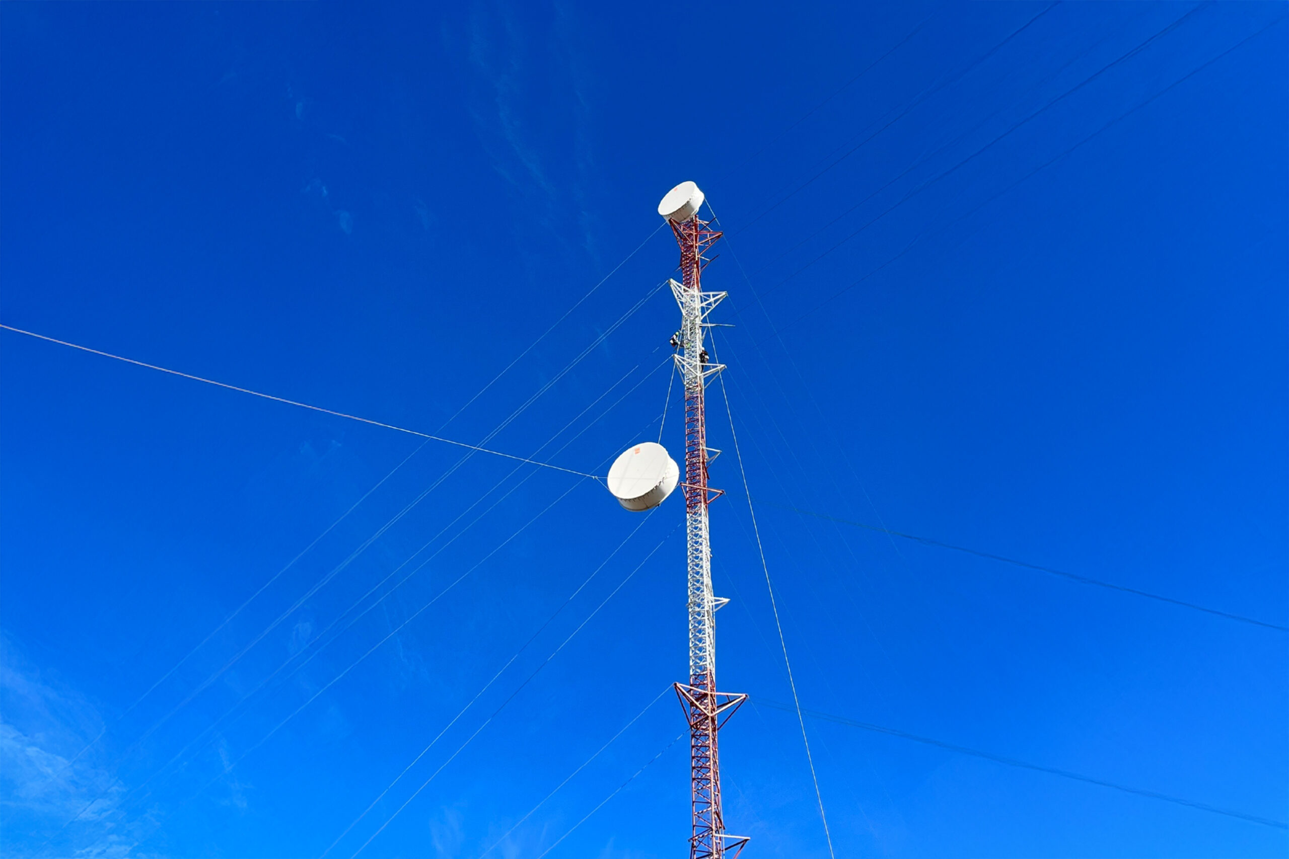 Telecommunications equipment with sky background